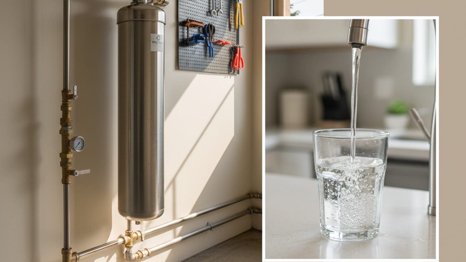 Running kitchen faucet with clear water in a San Diego home
