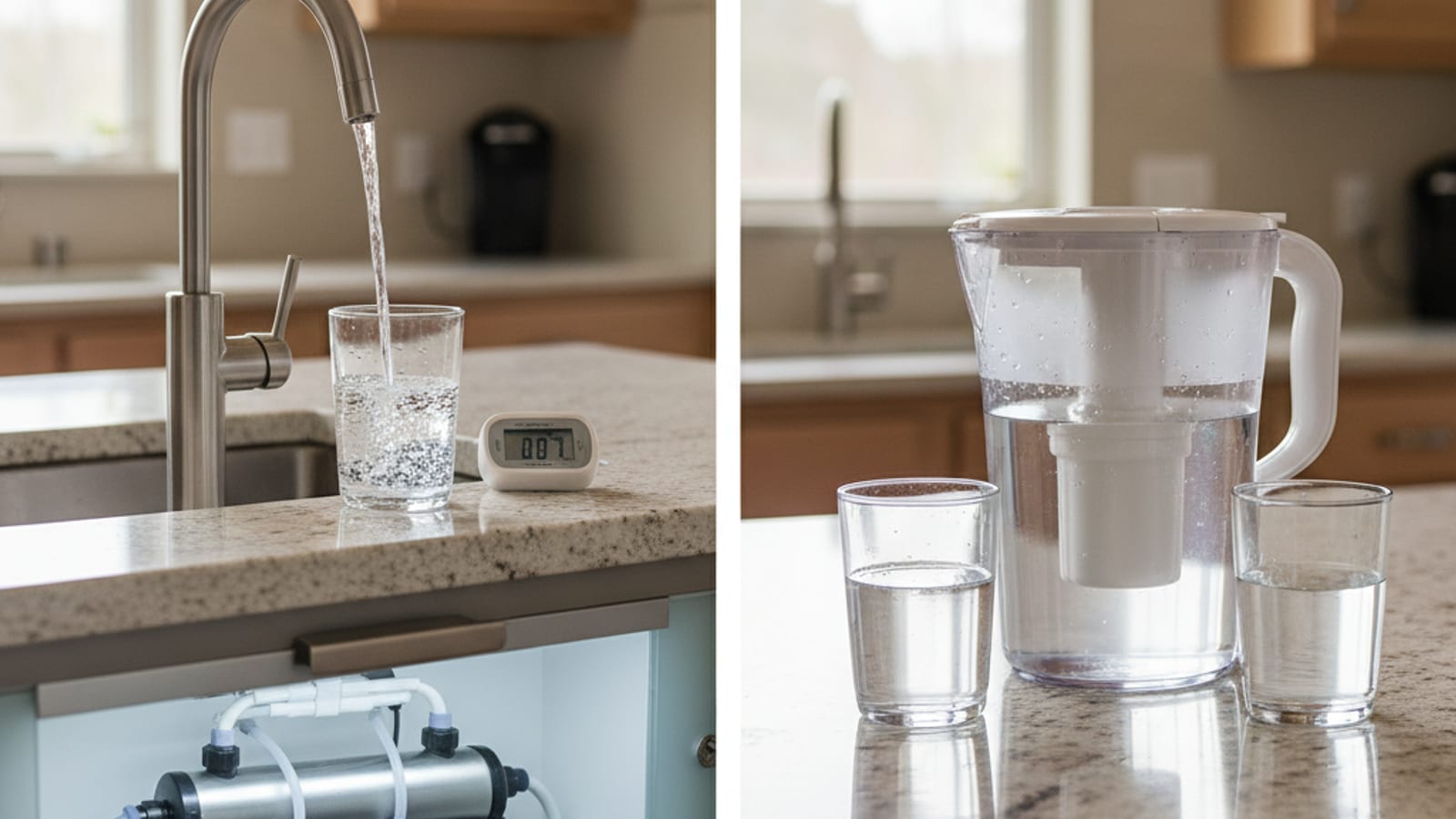 Under-sink reverse osmosis system installed beneath a kitchen sink in a San Diego home